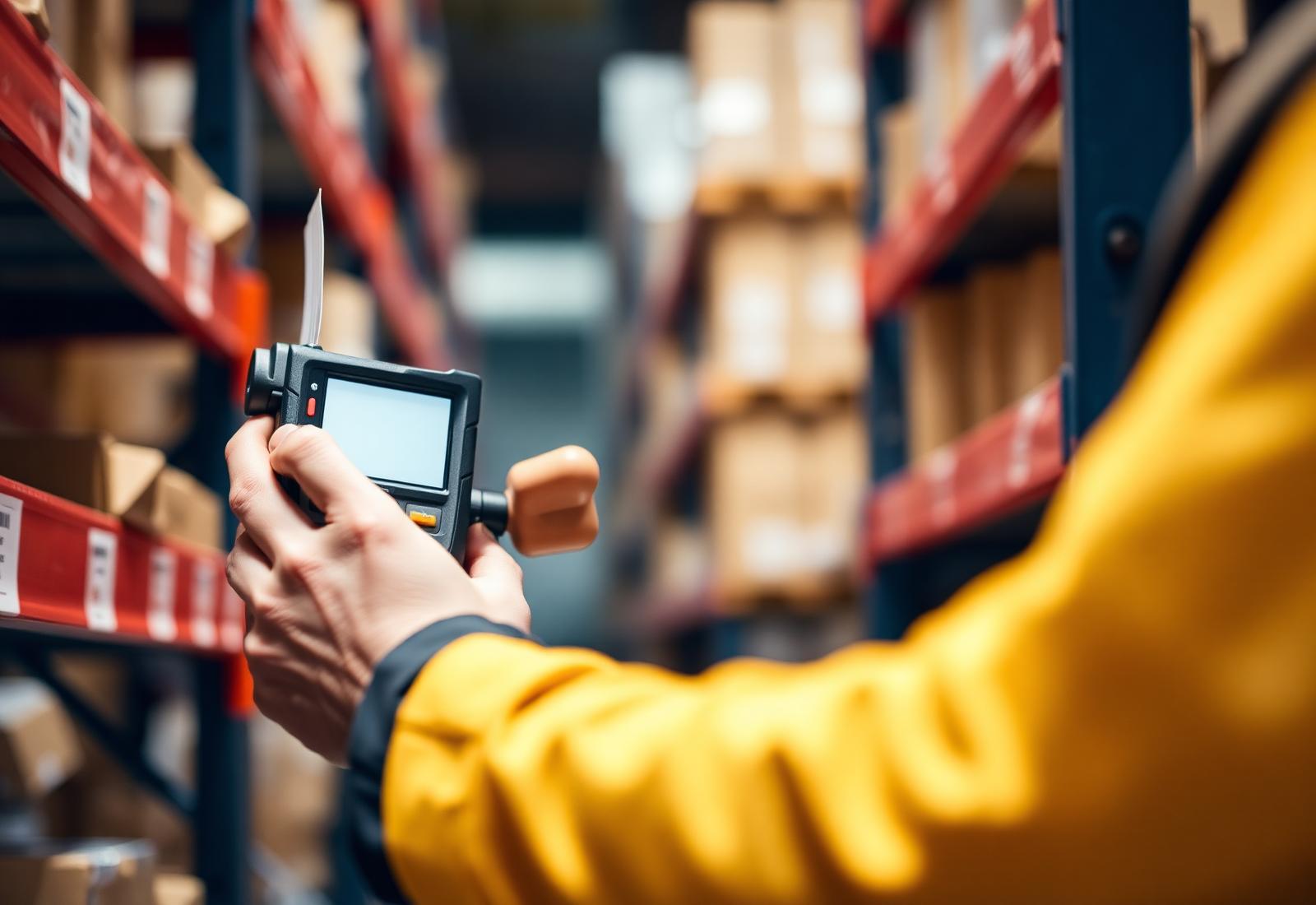 Operatore in ambiente industriale con terminale ruggedizzato